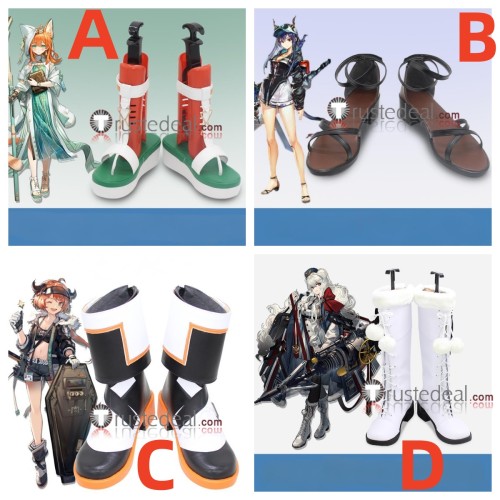 Arknights Papyrus Ch'en the Holungday Croissant Rosa Poca Default Black White Brown Cosplay Shoes Boots