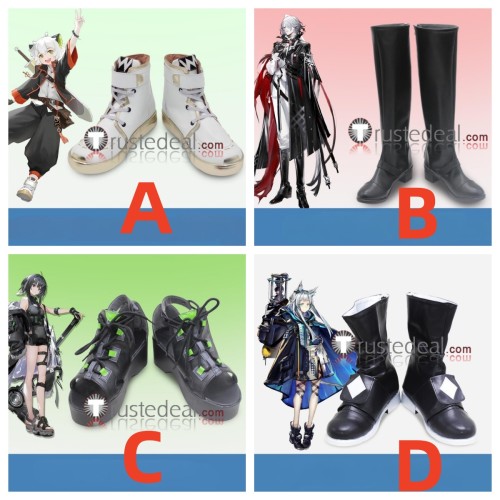 Arknights Luo Xiaohei Sanguinarch La Pluma Rosmontis Black White Cosplay Shoes Boots