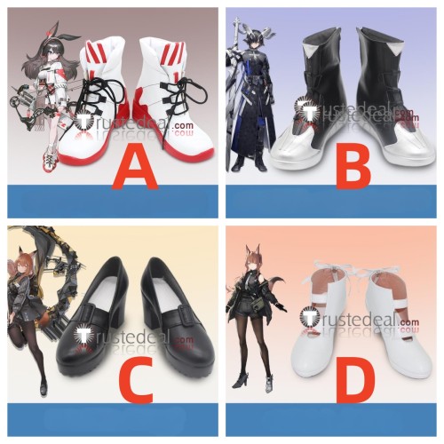 Arknights April Lessing Franka Black White Cosplay Shoes Boots