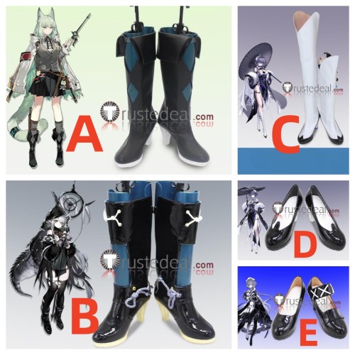 Arknights Tomimi Harmonie Whisperain Black White Cosplay Shoes Boots