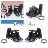 Arknights Schwarz Blemishine Quercus Podenco Black Brown Cosplay Shoes Boots