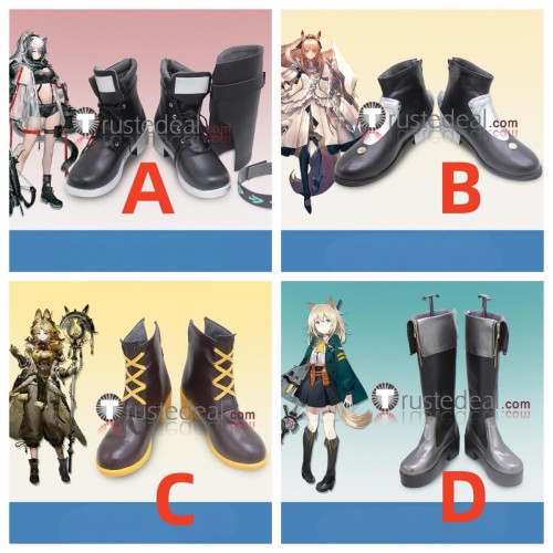 Arknights Schwarz Blemishine Quercus Podenco Black Brown Cosplay Shoes Boots