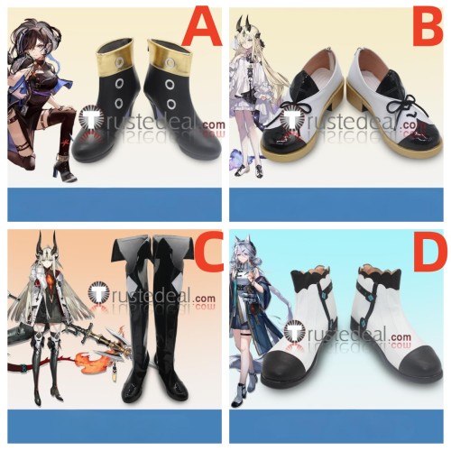 Arknights Blacknight Young Eblana Reed Xingzhu Black White Cosplay Shoes Boots