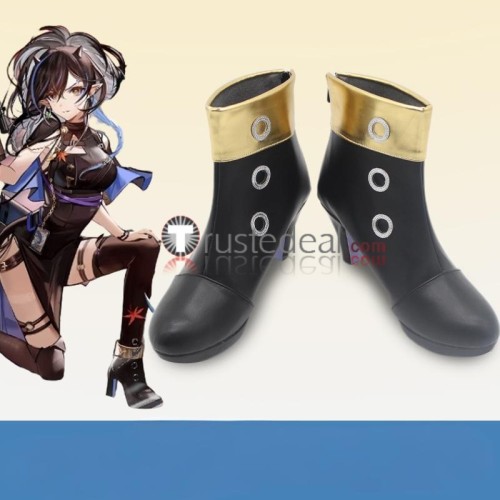 Arknights Blacknight Young Eblana Reed Xingzhu Black White Cosplay Shoes Boots