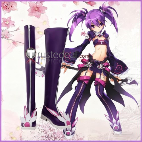 Elsword Aisha Sakra Devanam Add Mad Paradox Path Elesis Purple White Black Cosplay Shoes Boots