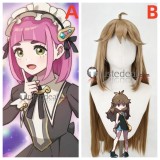 Pokemon Masters EX Lacey Pink Let's Go Green Brown Styled Cosplay Wig