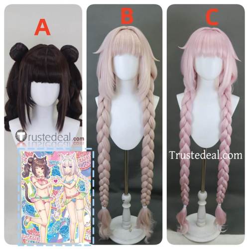 Nekopara Chocola and Vanilla Swimsuit Brown White Pinkish Styled Cosplay Wig