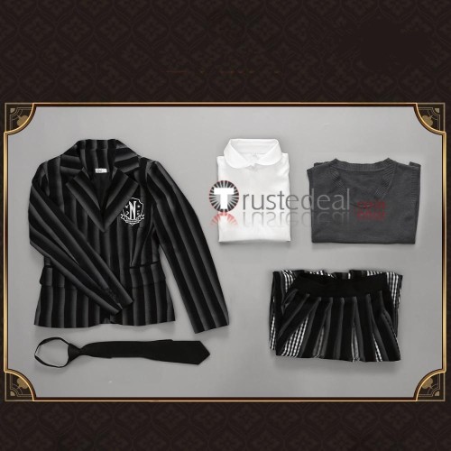 Wednesday Nevermore Academy Uniform Plaid Overcoat Cosplay Costume