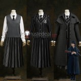 Wednesday Nevermore Academy Uniform Plaid Overcoat Cosplay Costume