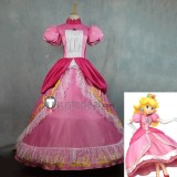 Super Mario Princess Peach Princess Daisy Pink Orange Dress Cosplay Costume