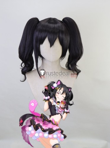 Love Live SR Cheerleader Cat Twin Tail Nico Yazawa Black Ponytails Riko Sakurauchi Red Styled Cosplay Wig