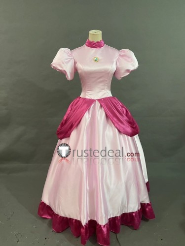 Super Mario Princess Peach Princess Daisy Pink Orange Dress Cosplay Costume