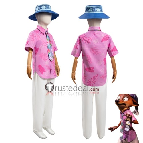 Zootopia 2 Nick Wilde Pink Shirt Kid Children Outfit Cosplay Costume