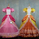 Super Mario Princess Peach Princess Daisy Pink Orange Dress Cosplay Costume