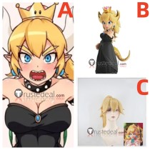 Super Mario Bros Bowsette Koppa Hime Princess Bowser Blonde Styled Ponytail Cosplay Wig