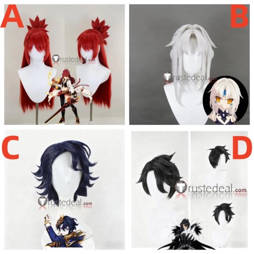 Elsword Eve Elesis Celestia Raven White Red Blue Black Styled Cosplay Wig