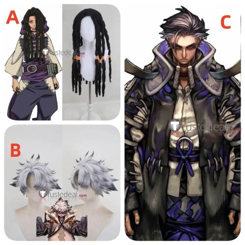 Gachiakuta Jabber Wonger Zodyl Typhon Rudo Surebrec Black Grey Green Styled Cosplay Wig