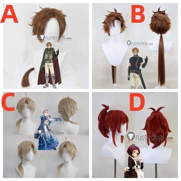 Mushoku Tensei Isekai Ittara Honki Dasu Jobless Reincarnation Rudeus Greyrat Paul Greyrat Aisha Greyrat Brown Red Styled Cosplay Wig