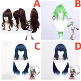 Pokemon Hilda Touko Brown Ponytail N Dawn Hikari Green Blue Cosplay Wig