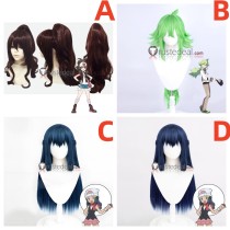 Pokemon Hilda Touko Brown Ponytail N Dawn Hikari Green Blue Cosplay Wig