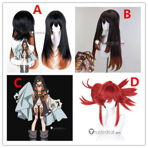 Gachiakuta Amo Empool Riyo Reaper Red Black Brown Orange Styled Cosplay Wig
