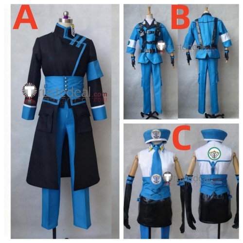 X The Dragons of Earth Kusanagi Shiyu Nataku Satsuki Yatoji Black Blue Uniform Cosplay Costume