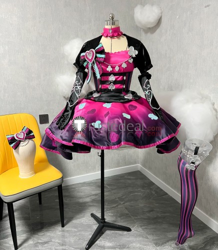 Prism Paradise PriPara Aroma Kurosu Idol Pink Black Lolita Dress Cosplay Costume Custom Size