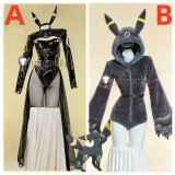 Pokemon Gijinka Umbreon Bunny Suit Pleather Fluffy Hoodie Claw Cosplay Costume