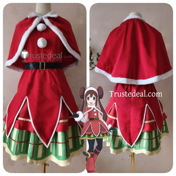 Pokemon Trainer Rosa Mei Holiday Santa Red Cosplay Costume