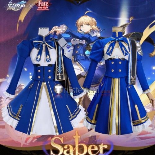 Honkai Star Rail Fate Stay Night Collaboration Saber Blue Dress Cosplay Costume 2