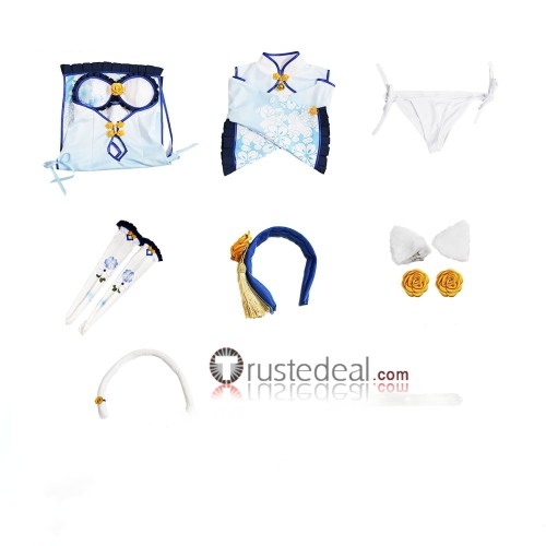 Nekopara Chocola and Vanilla Blue Pink Cheongsam Cosplay Costumes