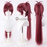 Puella Magi Madoka Magica Sakura Kyoko Braid Long Ponytails Wine Red Cosplay Wig