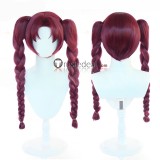 Puella Magi Madoka Magica Sakura Kyoko Braid Long Ponytails Wine Red Cosplay Wig