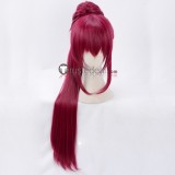 Puella Magi Madoka Magica Sakura Kyoko Braid Long Ponytails Wine Red Cosplay Wig