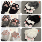 Anime Kawaii Cute Cat Neko Paw Furry Black White Gray Pink Gloves Cosplay Props