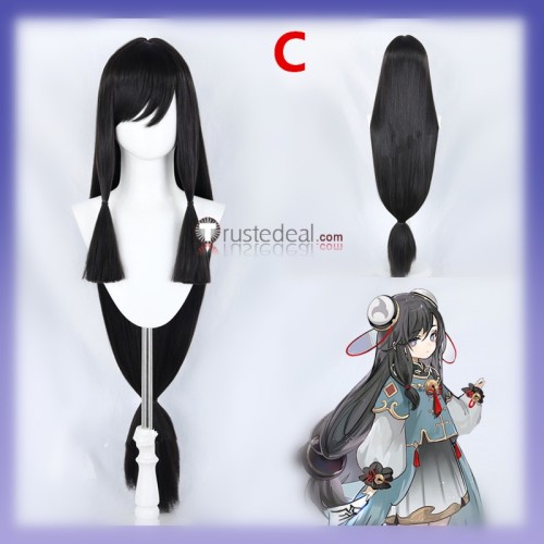 Genshin Impact Concert Drummer Chongyun Child Young Shenhe Greyish Black Blue Styled Cosplay Wig