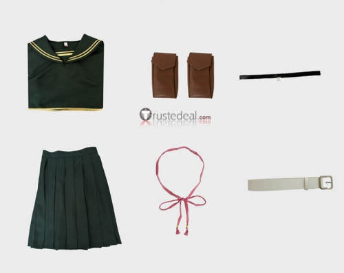 Dead Account Souji Enishiro Kiyomi Urusugawa Kukuru Kasubata Green Uniform Cosplay Costume