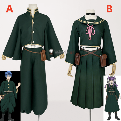 Dead Account Souji Enishiro Kiyomi Urusugawa Kukuru Kasubata Green Uniform Cosplay Costume