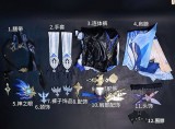 Genshin Impact Eula Blue Black Set Cosplay Costume