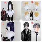Limbus Company The Lord of Hongyuan Hong Lu Emil Sinclair Jia Qiu Vergilius Grey Black Blue Ponytail Styled Cosplay Wig