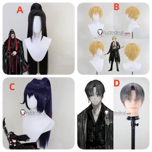 Limbus Company The Lord of Hongyuan Hong Lu Emil Sinclair Jia Qiu Vergilius Grey Black Blue Ponytail Styled Cosplay Wig