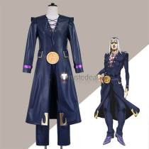 Jojo's Bizarre Adventure Vento Aureo Leone Abbacchio Blue Pleather Cosplay Costume