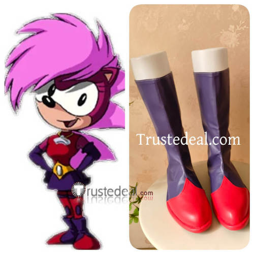 Sonic Underground Sonia the Hedgehog Red Purple Cosplay Shoes Boots