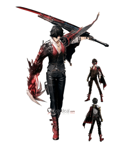 Commission Code Vein Louis Amamiya Black Dark Brown Styled Cosplay Wig