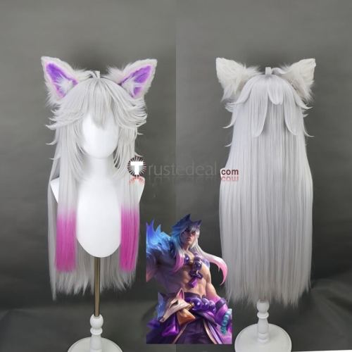 League of Legends LOL Spirit Blossom Hwei Sett Star Guardian Syndra Purple Silver Styled Cosplay Wig