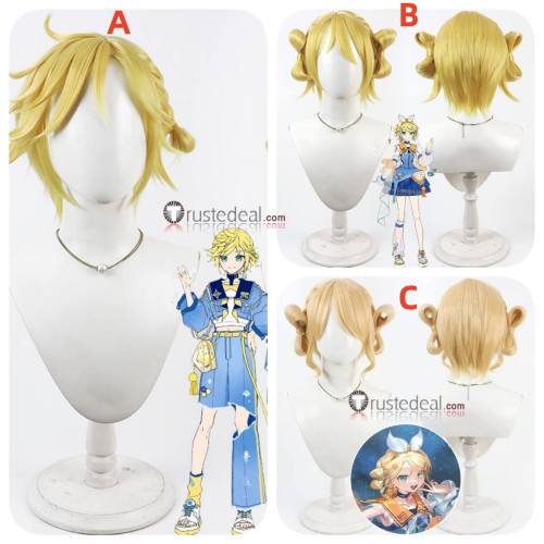 Vocaloid Magical Mirai 2025 Kagamine Rin Len Blonde Cosplay Wig