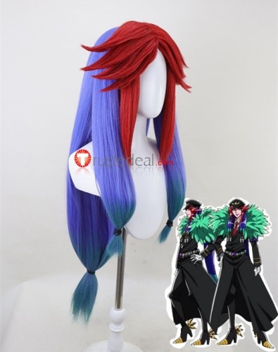 Nanbaka Kiji Mitsuba Red Purple Styled Cosplay Wig 90cm