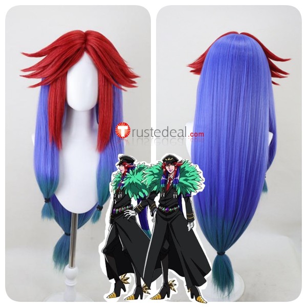 Nanbaka Kiji Mitsuba Red Purple Styled Cosplay Wig 90cm