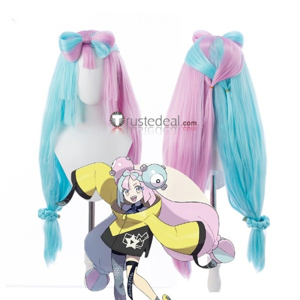 Pokemon Scarlet and Violet Gym Leader Iono Pink Blue Cosplay Wig