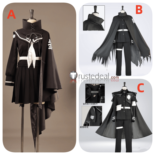 The Hundred Line Last Defense Academy Eito Aotsuki Takumi Sumino Amemiya Darumi Battle Black Cape Cosplay Costume